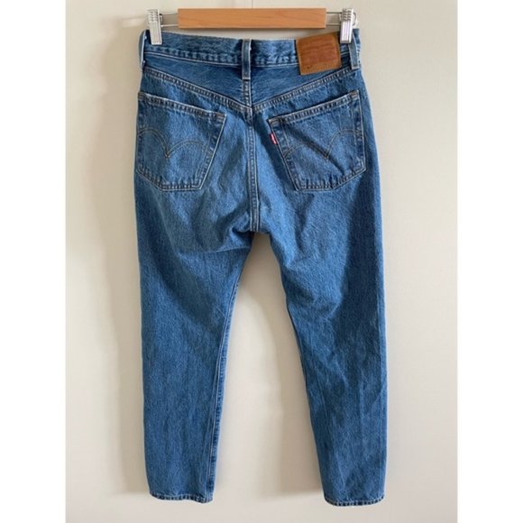 Levi's 501 Jeans Athens Dark Rigid 100% Cotton Ankle Length Denim Size W25 L30 - Picture 4 of 11